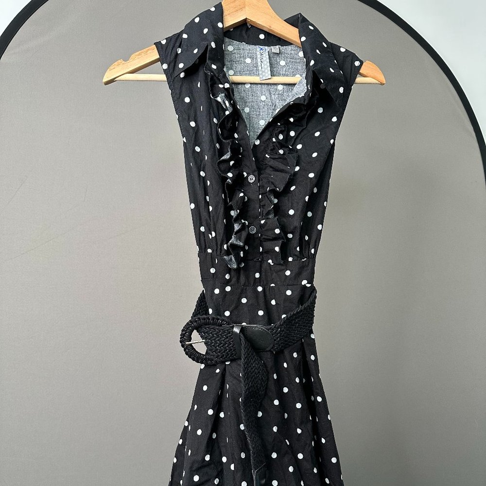 sleeveless dress | black polka-dot | [us] size medium